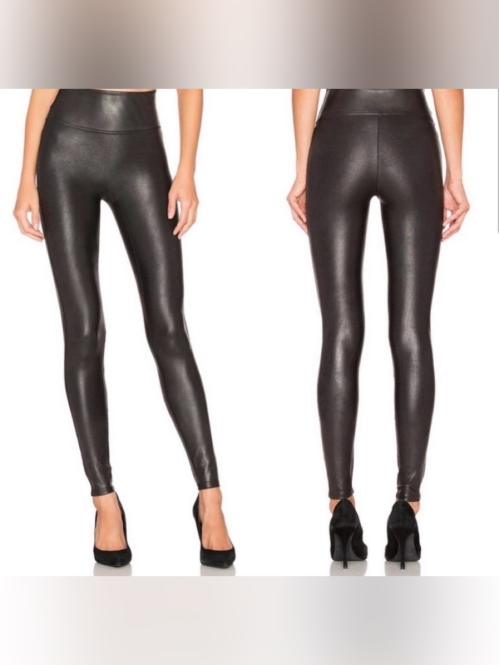 NWT SPANX Black Faux Leather Leggings - Size Small Petite (SP)